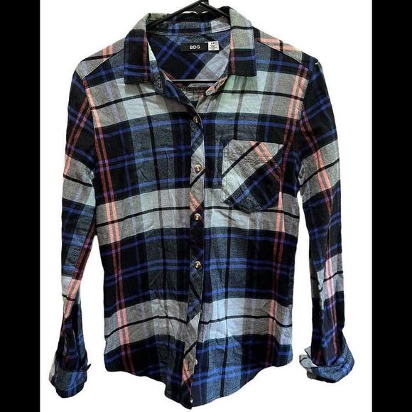 BDG Shirt‎ Womens S Multicolor Plaid  Button Up Blouse Top Academia - Picture 1 of 4